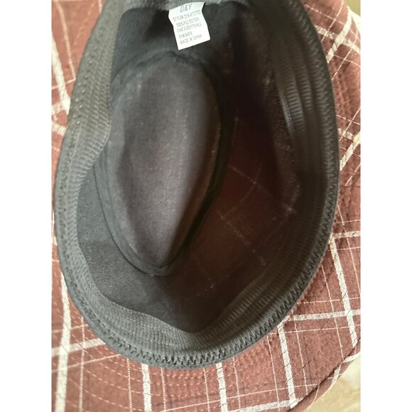 Brown & White Plaid Fedora Hat D&Y Style DYA-4737FD 100% Polyester One Size - Picture 6 of 6